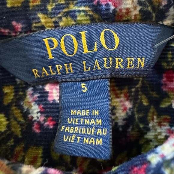 Polo by Ralph Lauren Floral Patterned dress navy corduroy with pockets girl’s 5 - Picture 2 of 7